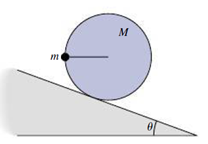 Chapter 12, Problem 58P, The wheel in Fig. 12.34 has mass M and is weighted with an additional mass m as shown. The 