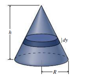 Chapter 9, Problem 43P, Find the center of mass of the uniform, solid cone of height h, base radius R, and constant density  
