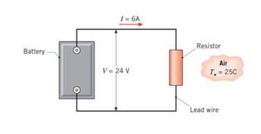 Chapter 1, Problem 1.35P, An electrical resistor is connected to a battery, asshown schematically. After a brief transient, 