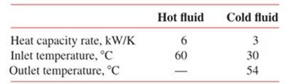 Chapter 11, Problem 11.20P, Consider a concentric tube heat exchanger with an area of 50m2 operating under the following 