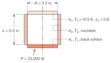 Chapter 13, Problem 13.65P, Consider the three-surface enclosure shown. The lower plate (A1) is a black disk of 200-mm diameter 