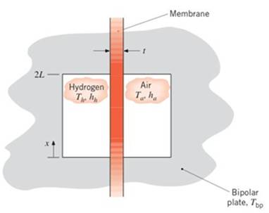 Chapter 3, Problem 3.118P, Consider the fuel cell stack of Problem 158. The t=0.42 -mm-thick membranes have a nominal thermal 