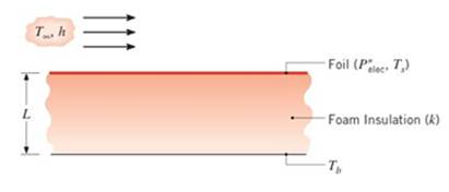 Chapter 3, Problem 3.9P, A technique for measuring convection heat transfer coefficients involves bonding one surface of a 