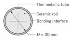 Chapter 5, Problem 5.63P, A long pyroceram rod of diameter 20 mm is clad with a very thin metallic tube for 