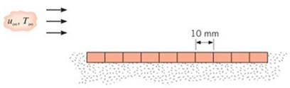 Chapter 7, Problem 7.44P, An array of 10 silicon chips, each of length L=10mm on a side, is insulated on one surface and 