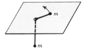 Chapter 9.5, Problem 8P, Two particles each of mass m are connected by an (inextensible) string of length l. One particle 