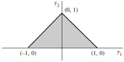 Chapter 5.2, Problem 11E, Suppose that Y1 and Y2 are uniformly distributed over the triangle shaded in the accompanying 