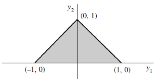 Chapter 5.6, Problem 79E, Suppose that, as in Exercise 5.11, Y1 and Y2 are uniformly distributed over the triangle shaded in , example  1
