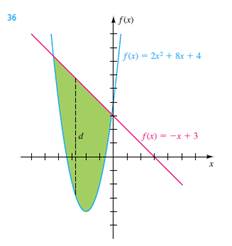 Chapter 3.6, Problem 36E, Exer. 3536: Find the maximum vertical distance d between the parabola and the line for the areen 