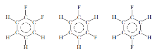 Chapter 10, Problem 10.106QE, Following are the structures of three isomers of difluorobenzene, C6H4F2. Are any of them nonpolar? 