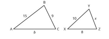 Chapter 8.7, Problem 407E, In the following exercises, ABC is similar to XYZ . Find the length of the indicated side. 407. side 