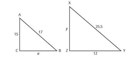 Chapter 8.7, Problem 8.155TI, ABC is similar to XYZ The lengths of two sides of each triangle are given in the figure. Find the 