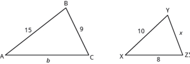 Chapter 7.5, Problem 275E, In the following exercises, the triangles are similar. Find the length of the indicated side. 275. 