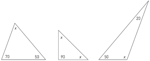 Chapter 4.6, Problem 2MS, Missing angle in action. The triangles below are drawn in the plane and the numbers represent the 