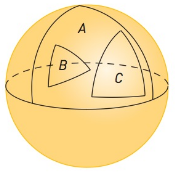 Chapter 4.6, Problem 4MS, A triangular trio. The sphere below has three triangles on it. For which triangle is the sum of the 