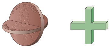 Chapter 5.1, Problem 19MS, Pennies plus. Consider the two objects pictured here. One is made of two pennics, cut and glued 