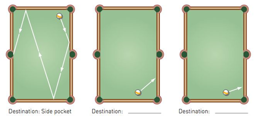 Chapter 7.5, Problem 6MS, Call your shots. For each picture below, trace the path of the billiard ball in the sketch until it 