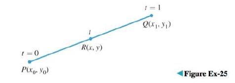 Chapter 10.1, Problem 25ES, (a) Suppose that the line segment from the point Px0,y0toQx1,y1 is represented parametrically by 