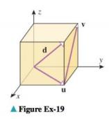 Chapter 11.3, Problem 19ES, The accompanying figure shown a cube. (a) Find the angle between the vector d and u to the nearest 
