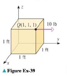 Chapter 11.4, Problem 39ES, The accompanying figure shows a force F of 10 lb applied in the positive y-direction to the point 