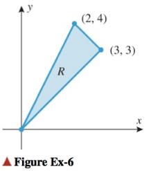 Chapter 14, Problem 6RE, Let R be the region shown in the accompanying figure. Fill in the missing limits of integration in 