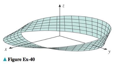 Chapter 15.5, Problem 40ES, The surface  shown in the accompanying figure on the next page, called a Mobiusstrip, is represented 