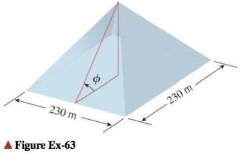 Chapter 3, Problem 63RE, The base of the Great Pyramid at Giza is a square that is 230m on each side. (a) As illustrated in 