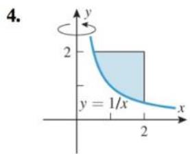 Chapter 6.2, Problem 4ES, Find the volume of the solid that results when the shaded region is revolved about the indicated 
