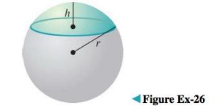 Chapter 6.5, Problem 26ES, The accompanying figure shows a spherical cap of height h cut from a sphere of radius r . Show that 