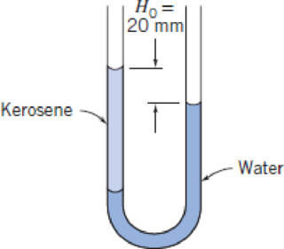 Chapter 3, Problem 18P, The manometer shown contains water and kerosene. With both tubes open to the atmosphere, the 