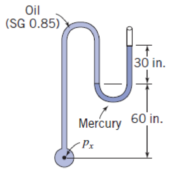 Chapter 3, Problem 20P, With the manometer reading as shown, calculate px. P3.20 