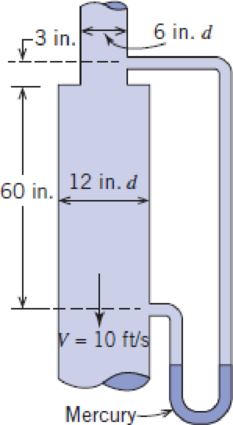 Chapter 8, Problem 112P, Water is flowing. Calculate the direction and magnitude of the manometer reading. P8.112 