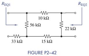 Chapter 2, Problem 2.42P, Equivalent resistance is defined at a particular pair of terminals. In Figure P2-42, the same 