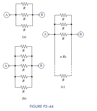 Chapter 2, Problem 2.44P, Find REQ between nodes A and B for each of the circuits in Figure P2—44. What conclusion can you 