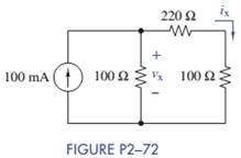 Chapter 2, Problem 2.72P, Use circuit reduction to find vx and ix in Figure P2-72. 