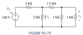 Chapter 2, Problem 2.75P, Use circuit reduction to find vx,ix, and px in Figure P2-75. 
