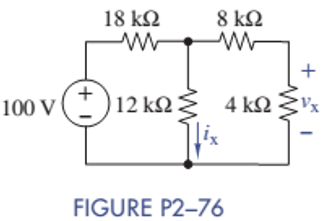 Chapter 2, Problem 2.76P, Use circuit reduction to find vx and ix in Figure P2-76. 