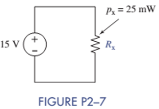 Chapter 2, Problem 2.7P, In Figure P2—7 the resistor dissipates 25 mW. Find Rx. 