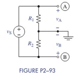 Chapter 2, Problem 2.93IP, Center Tapped Voltage Divider Figure P2-93 shows a voltage divider with the center tap connected to 