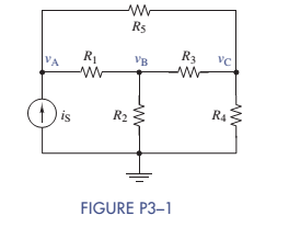 Chapter 3, Problem 3.1P, Formulate node-voltage equations for the circuit in Figure P3-1. Arrange the results in matrix form 