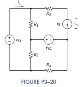 Chapter 3, Problem 3.20P, Formulate mesh-current equations for the circuit in Figure P3-20. Use MATLAB to find symbolic 