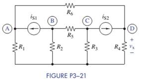 Chapter 3, Problem 3.21P, The circuit in Figure P3-21 seems to require two super-meshes since both current sources appear in 