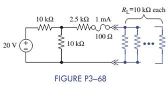 Chapter 3, Problem 3.68P, The circuit in Figure P3-68 provides power to a number of loads connected in parallel. The circuit 