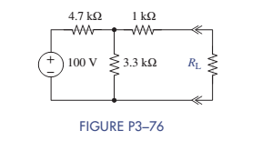 Chapter 3, Problem 3.76P, For the circuit of Figure P3-76, find the value of RL that will result in: Maximum voltage. What is 