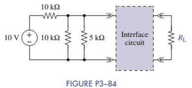 Chapter 3, Problem 3.84P, (a)Select RL and design an interface circuit for the circuit shown in Figure P3-84 so that the load 