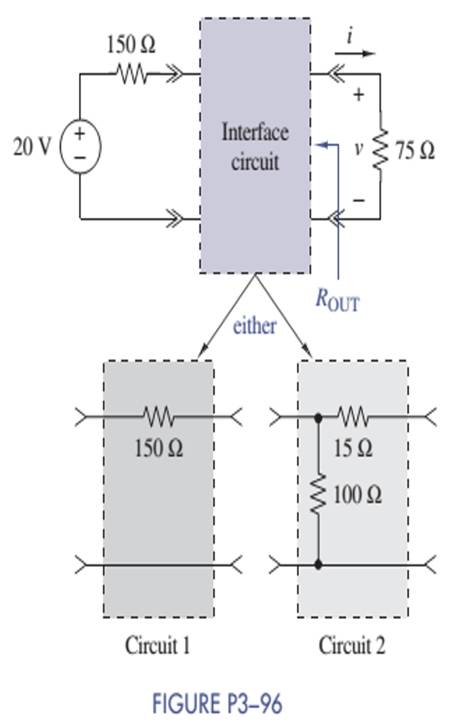 Chapter 3, Problem 3.96P, It is claimed that both interface circuits in figure P3-96 will deliver v=4V to the 75- load. Verify 