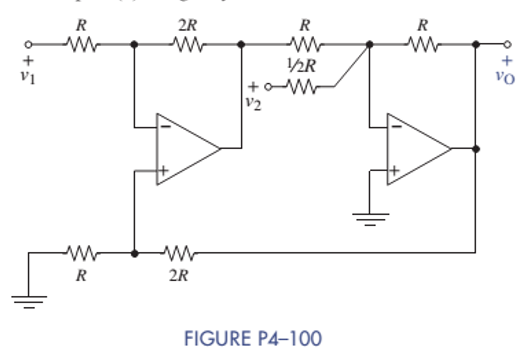 Chapter 4, Problem 4.100IP, OP AMP Circuit Analysis and Design Find the input-output relationship of the circuit in Figure 