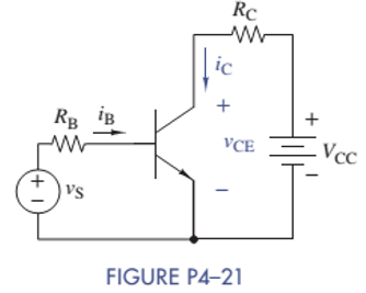 Chapter 4, Problem 4.21P, The circuit parameters in figure P4-21 are RB=100k,RC=3.3k,=100,V=0.7V, and VCC=15V. Find iC and vCE 