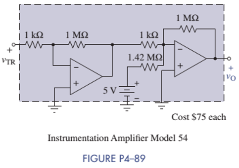 Chapter 4, Problem 4.89P, Your engineering firm needs an instrumentation amplifier that provides the following input-output 