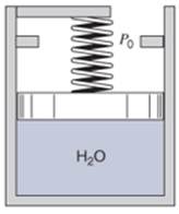 Chapter 3, Problem 3.143P, Two kilograms of water is contained in a piston/cylinder (Fig. P3.143) loaded with a linear spring 